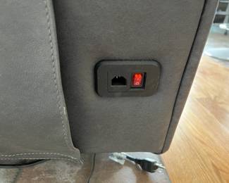 PRE-SALE AVAILABLE: $1,000 (Excellent Condition!) Gray Leather Power Reclining Sofa w/Drop Down Table, Charging Station, Storage Pocket  and LED Lights, Cup Holders in Each Arm, Hidden Storage, and Power Adjustable Headrest