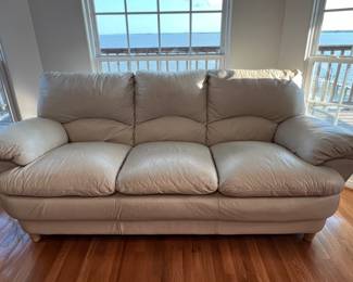 PRE-SALE AVAILABLE: $250 White Faux Leather Sofa (Excellent Condition)