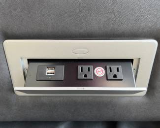 PRE-SALE AVAILABLE: $1,000 (Excellent Condition!) Gray Leather Power Reclining Sofa w/Drop Down Table, Charging Station, Storage Pocket  and LED Lights, Cup Holders in Each Arm, Hidden Storage, and Power Adjustable Headrest