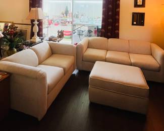 Sofabed, love seat and ottoman