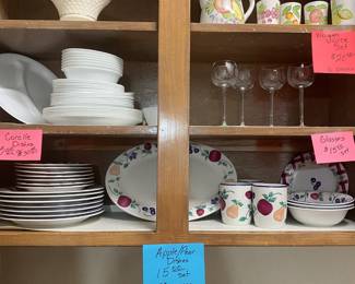 Corelle and vintage dishes.