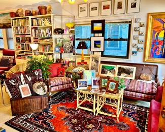 PACKED FULL LIVING AREA, RUGS, ART, BOOKS!