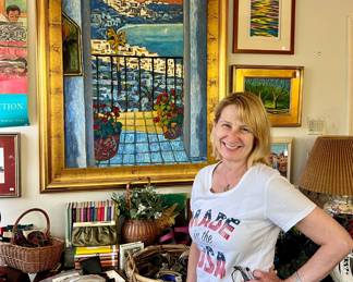 ONE OF TIFF'S FAVORITE PIECES OF ART IS THE FABULOUS MEDITERRANEAN SCENE BY STEPHEN RASCOE. TEXAS ARTIST.