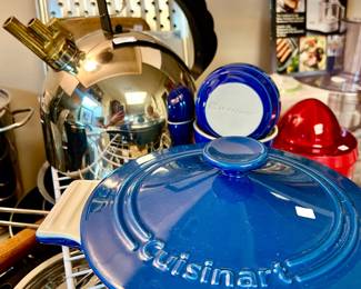 CUISINART, LE CREUSET, ALESSI TEA KETTLE.