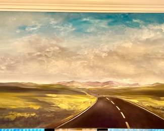RICK MULLINGS LARGE OIL PAINTING. LOOK SLIKE THE ROAD LEADING TO CIMARRON, NM.