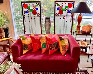 MODERN LARGE STAINED GLASS PANELS.