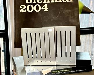 INTERESTING BOOKS, SEVERAL STILL IN WRAPS. VARIETY OF BOOKENDS.