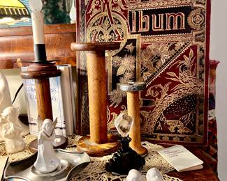 A COUPLE OF OLD SCRAPBOOK ALBUMS.