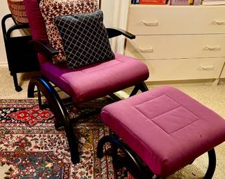 MODERN PURPLE ROCKER AND OTTOMAN.