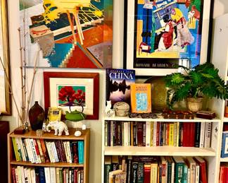 FRAMED MUSEUM POSTER AND OIL PAINTINGS EVERYWHERE.