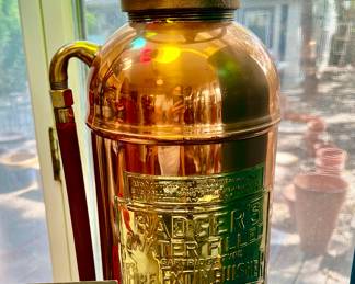 ANTIQUE COPPER FIRE EXTINGUISHER.