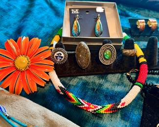 TRIBAL JEWELRY, TIFFANY STAINED GLASS STYLE EARRINGS, VINTAGE AND MODERN.