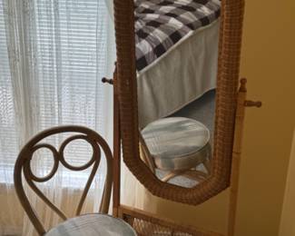 vanity dressing mirror wicker.