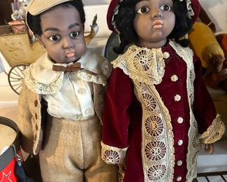 These beautiful antique reproduction French Bru dolls were made by the well know early reproduction artist Clara Wade who signed her dolls Clarmaid. She apprenticed under the famous Emma Clear who started the Humpty Dumpty Doll Hospital. Clara was also the mother of famed doll artist Neva Wade Garnett. These great artists created some of the most beautiful and rare reproduction Bru dolls ever made.