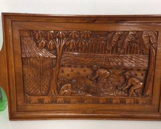 Hand Carved Wood Tiki Tray