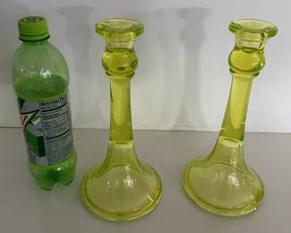 Pair of Uranium Candle Holders