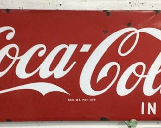 Antique Porcelain COCA COLA Sleigh Sign (6ft x 2ft)