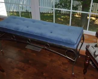 Tufted metal framed bench