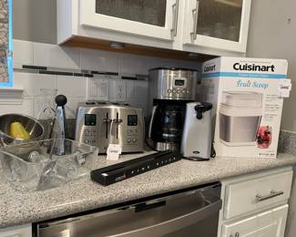 Cuisinart Fruit Scoop in Box,  Cuisinart Four Slice Toaster, Cuisinart coffee maker
