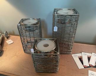 Wrapped wire candle holders