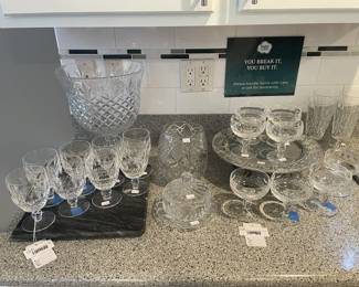 Waterford Crystal Colleen Set, Grapevine Marble Serving Tray