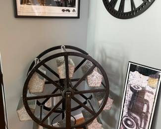 Metal Ferris Wheel Planter, Decorative wall clock