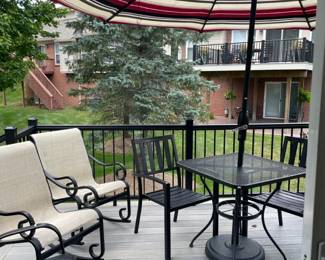 Wrought Iron Patio Bistro Set with Umbrella,  Patio Chairs
