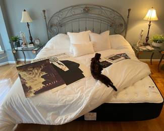 Sealy king size mattress, Silver metal king size headboard
