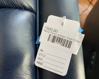 Navy Faux Leather Club Chair