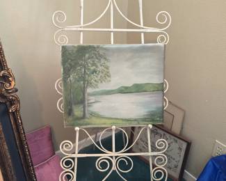 Antique Wicker Easel - Painting 