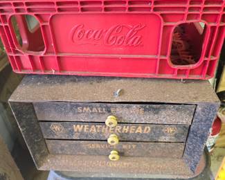 Weather head Antique Metal Cabinet- Coke Crate