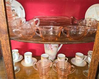 Pink Depression Glass - Chocolate Set