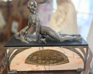 Beautiful Art Deco French Antique Clock with Bronze Lady