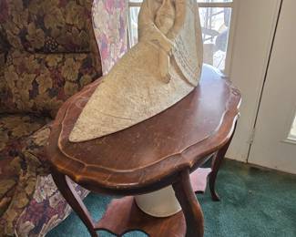 Antique Side Table - Large Mother and Child Figurine by Austin