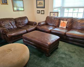 This is the living room - Leather Couches plus Ottamon- Single Ottamon as well!
