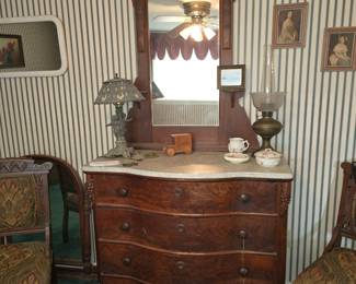 Antique Dresser with Marble Top and Mirror