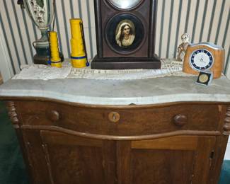 Antique Marble Top Washstand - Antique Clock