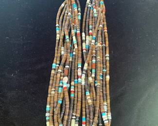 Mary Coriz Lovato  Santo Domingo 10 strand heishi necklace