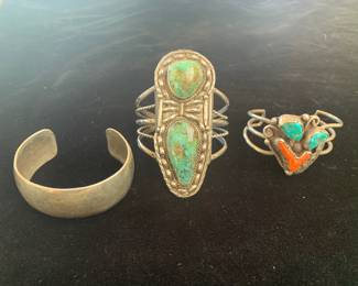 Vintage Native American sterling cuffs