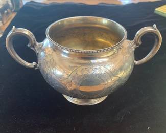 Antique English sterling sugar bowl, 13 oz