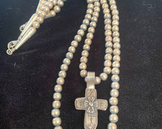 Lawrence Baca sterling beads and charm