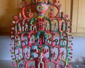 Very large vintage tree of life candelabra, 39", attributed to Aurelio Flores (Mexico 1901 - 1987)