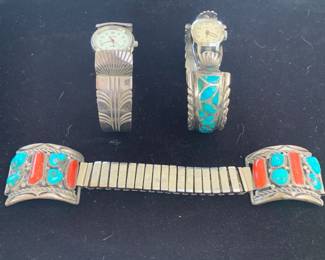 Vintage sterling Native American watchbands