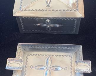 Vintage sterling box and tray