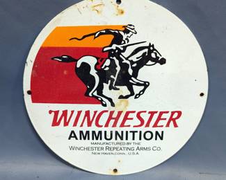 Winchester Ammunition Enameled Metal Sign, 11.75" Diameter