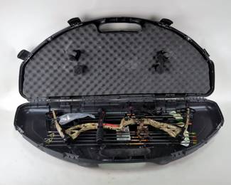 PSE Archery Stinger 3G Compound Bow, 5-Pin Fiber Optic Sight, 9 Arrows, Scott Archery Release, Extra Tips And Parts, In Flambeau Hard Case