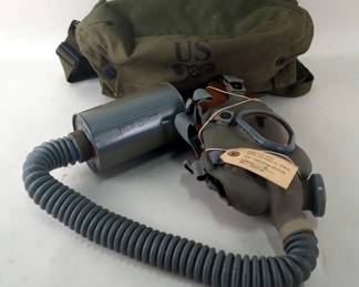 Military Gas Mask M4-10A1-6, Size Small, With Cannister, In Canvas Bag