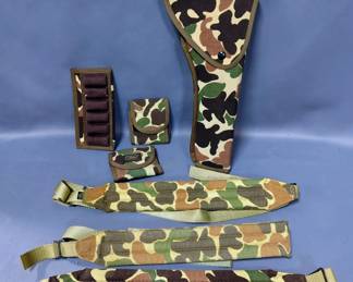  Uncle Mike's Sidekick Size 9 Camo Holster, Uncle Mike's Ammo Pouches, And Camo Padded Slings, Total Qty 7