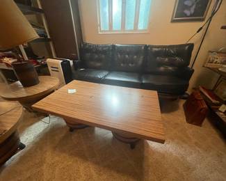 Barrel Sofa, Coffee Table and Sude Tables with Lamps 