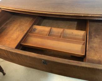 Divided top drawer of mahogany dresser